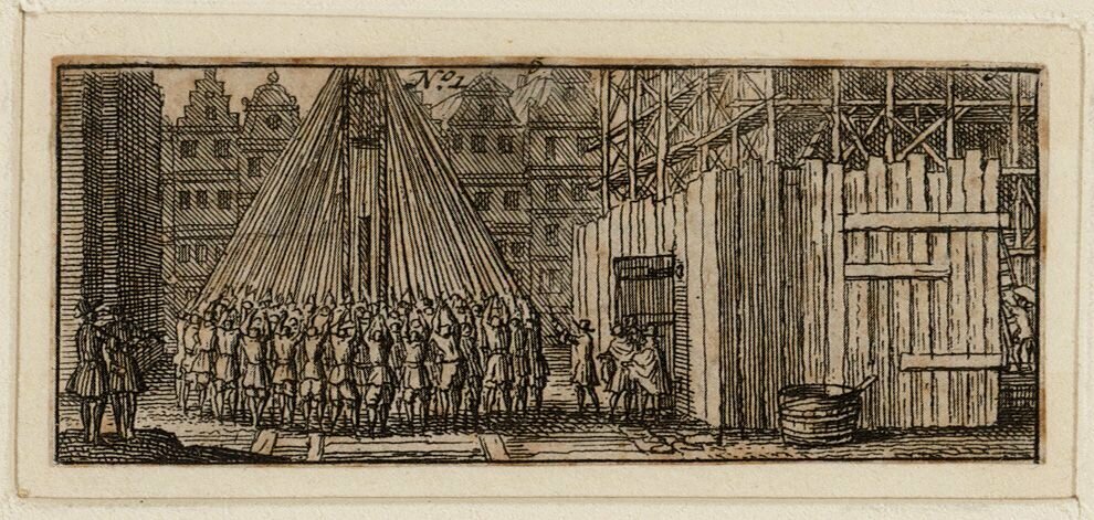 Prent van een trekhei in Amsterdam (1723)