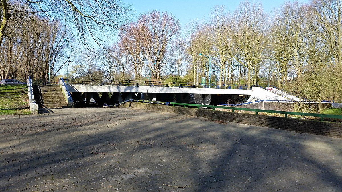 Zich op de Gwijde van Henegouwenbrug in het Gijsbrecht van Aemstelpark in Zuid