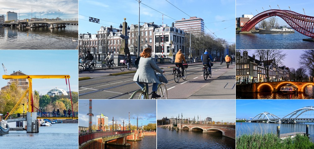 Collage van bruggen van Amsterdam